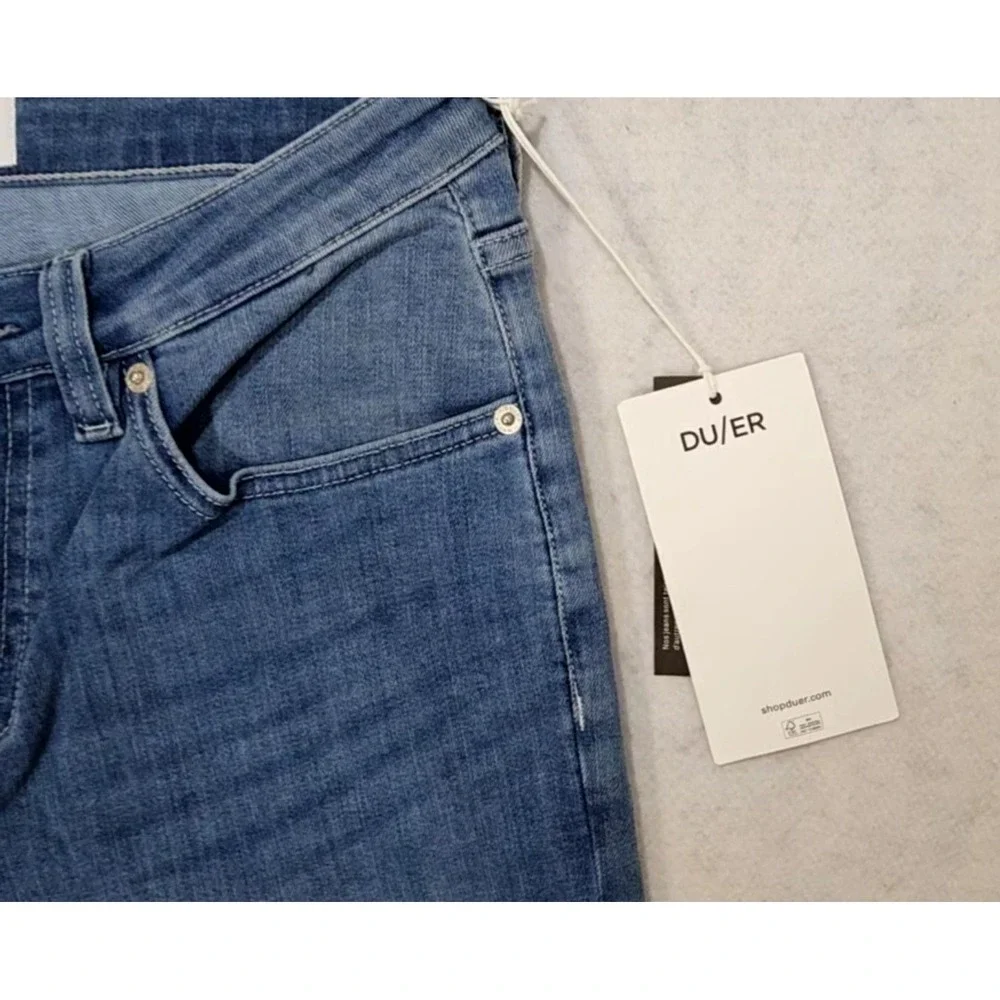DU/ER Performance Denim Womens‎ 26 NEW Girlfriend Whisker Solstice Blue COOLMAX